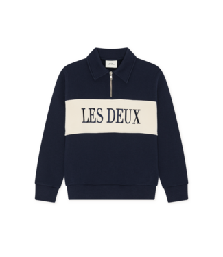 Les Deux Zipper Rugby Sweatshirt DARK NAVY