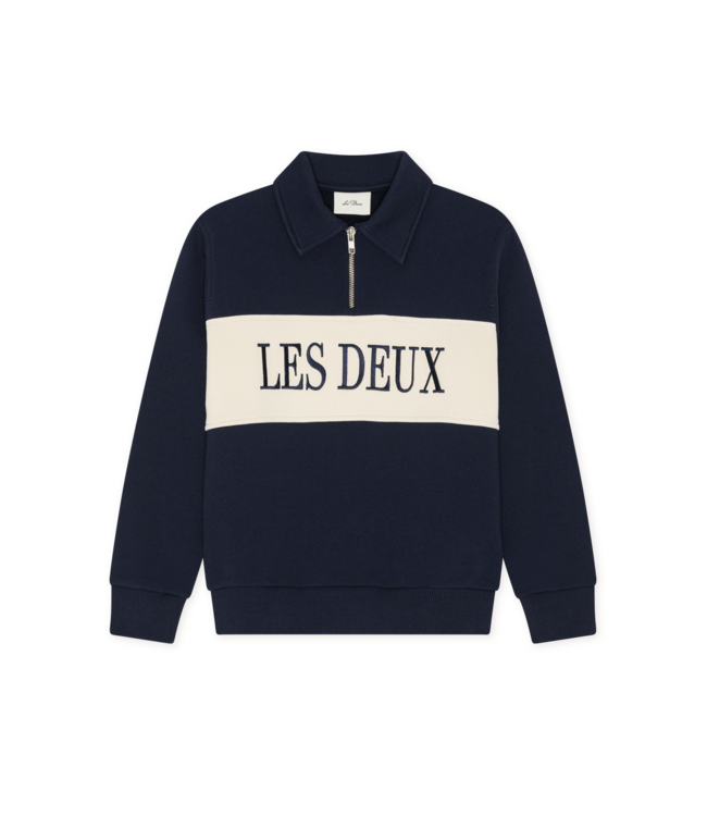 Les Deux Zipper Rugby Sweatshirt DARK NAVY