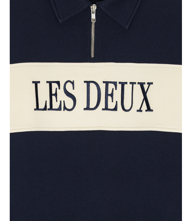 Les Deux Zipper Rugby Sweatshirt DARK NAVY