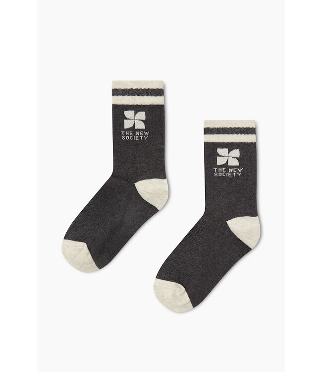The New Society TNS Logo Socks Dark Grey Melange