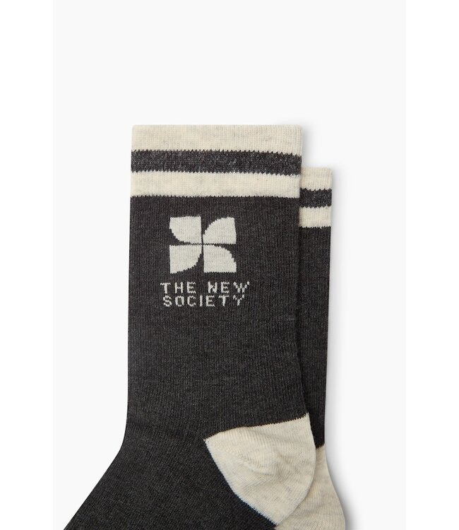 The New Society TNS Logo Socks Dark Grey Melange