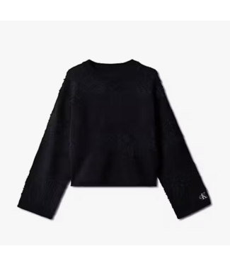 Calvin Klein CROPPED STRIPE SWEATER Pvh Black