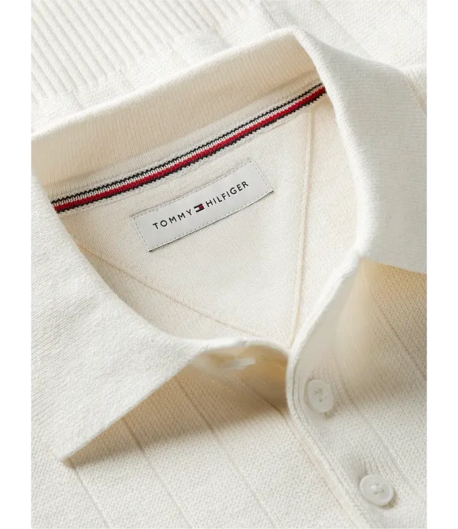 Tommy Hilfiger KNITTED POLO SWEATER Ivory Petal