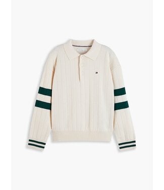 Tommy Hilfiger KNITTED POLO SWEATER Ivory Petal