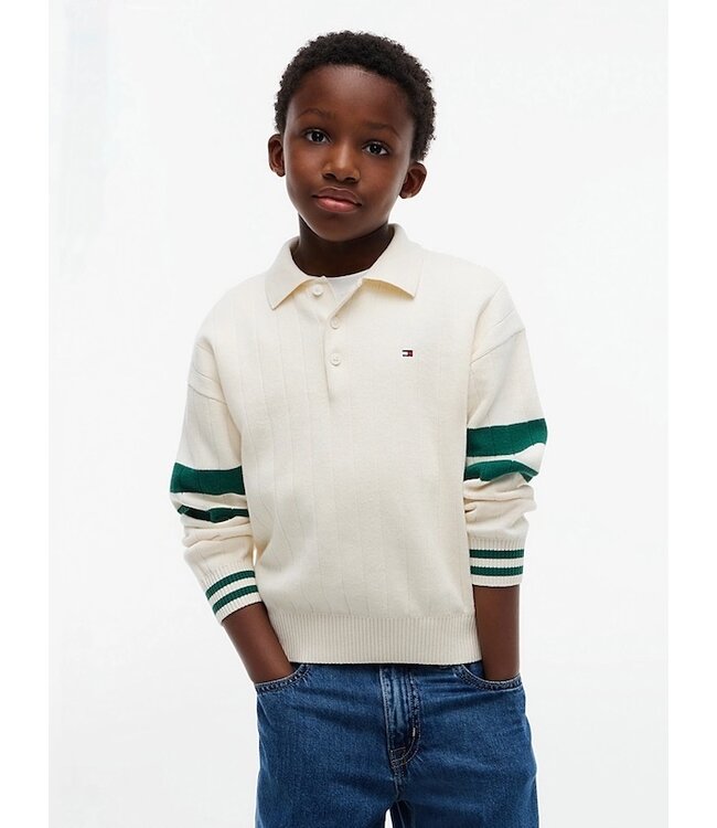 Tommy Hilfiger KNITTED POLO SWEATER Ivory Petal