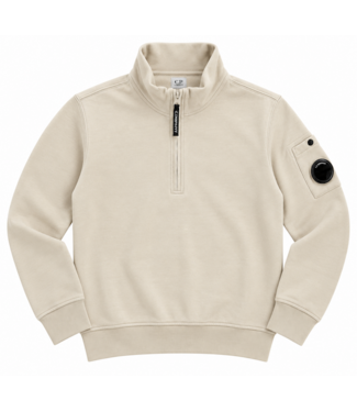 CP Company SWEATER WITH ZIP CHALK