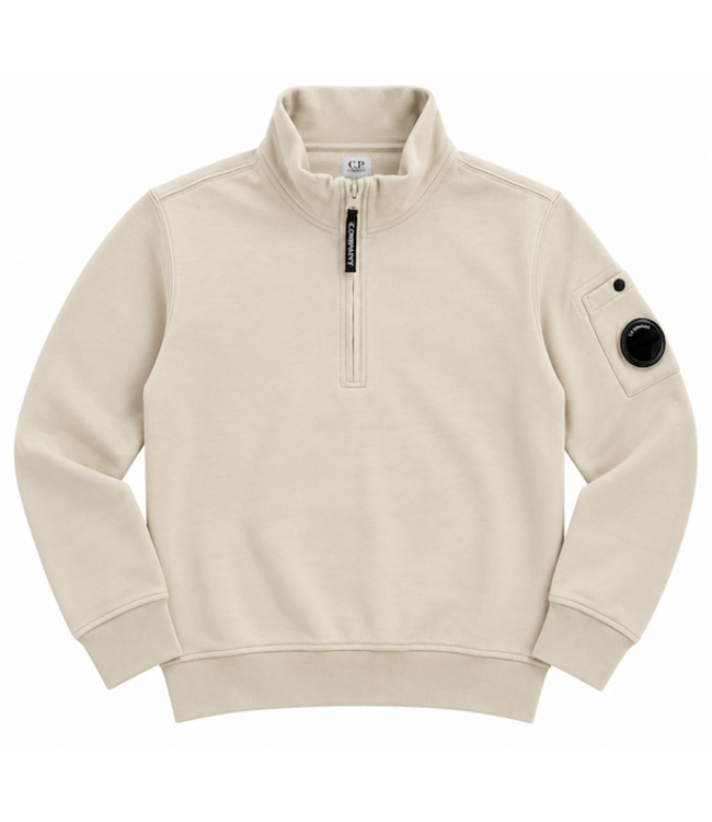 CP Company SWEATER WITH ZIP CHALK