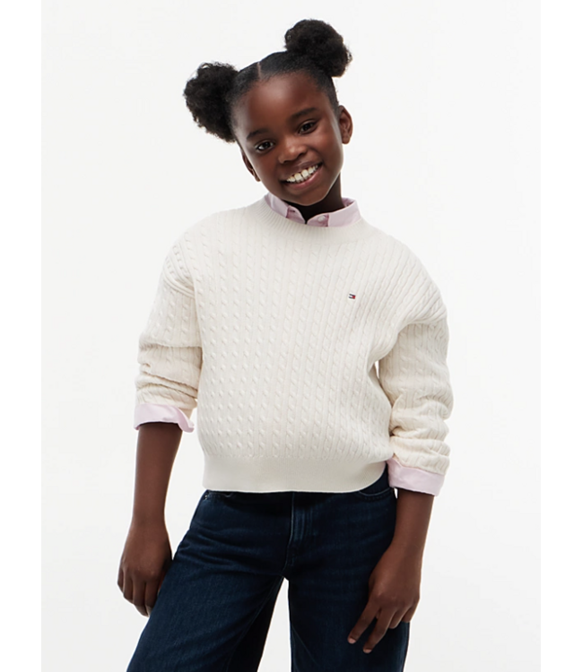 Tommy Hilfiger Cable Cotton Knit Sweater Ivory Petal