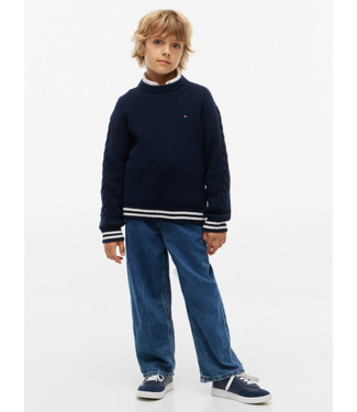 Tommy Hilfiger PLACED SLEEVE CABLE DARK BLUE