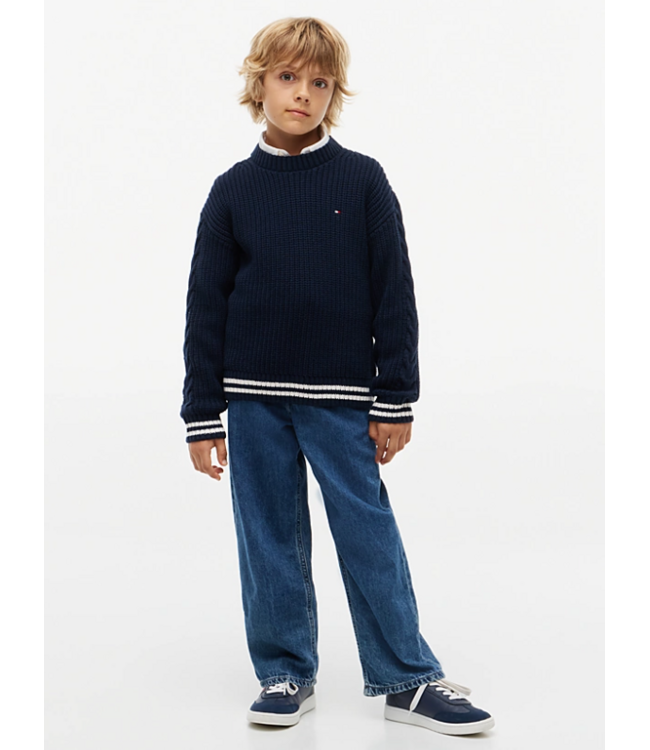 Tommy Hilfiger PLACED SLEEVE CABLE DARK BLUE