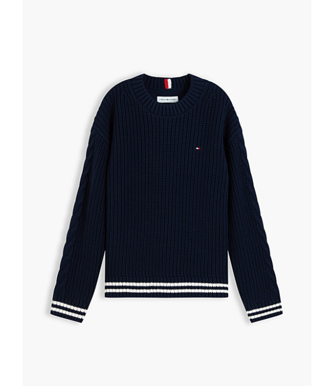 Tommy Hilfiger PLACED SLEEVE CABLE DARK BLUE