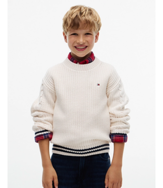 Tommy Hilfiger PLACED SLEEVE CABLE Ivory Petal