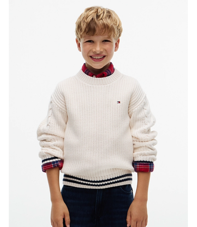 Tommy Hilfiger PLACED SLEEVE CABLE Ivory Petal
