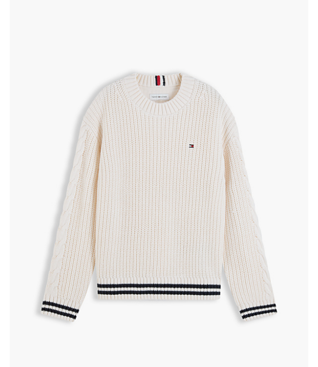 Tommy Hilfiger PLACED SLEEVE CABLE Ivory Petal