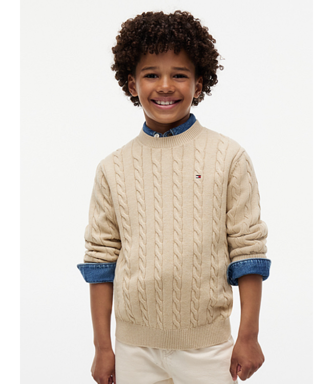 Tommy Hilfiger COTTON CABLE SWEATER Gentle Gold
