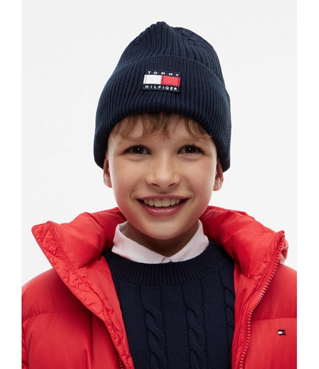 Tommy Hilfiger HERITAGE FLAG BEANIE DARK BLUE