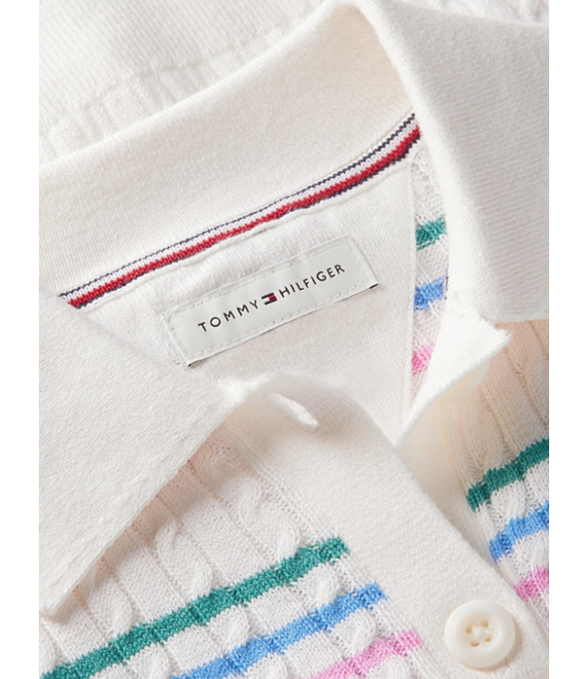 Tommy Hilfiger POLO COLLAR RIB CARDIGAN Ivory Silk Stripes