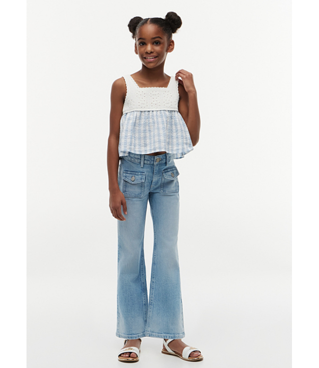 Tommy Hilfiger GINGHAM CROCHET TOP Breezy Blue