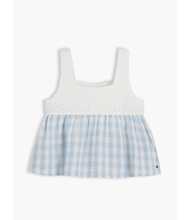 Tommy Hilfiger GINGHAM CROCHET TOP Breezy Blue