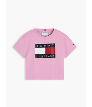Tommy Hilfiger HERITAGE FLAG T-SHIRT Pink Daisy