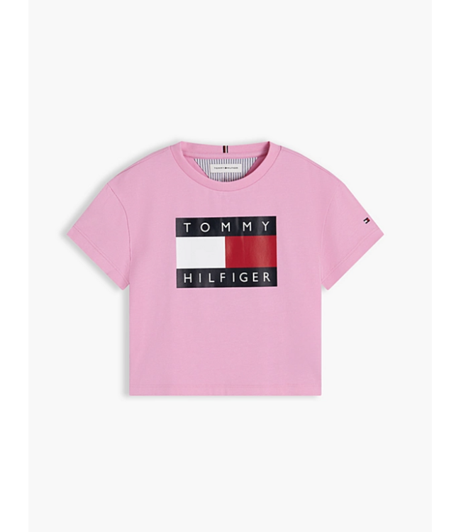 Tommy Hilfiger HERITAGE FLAG T-SHIRT Pink Daisy