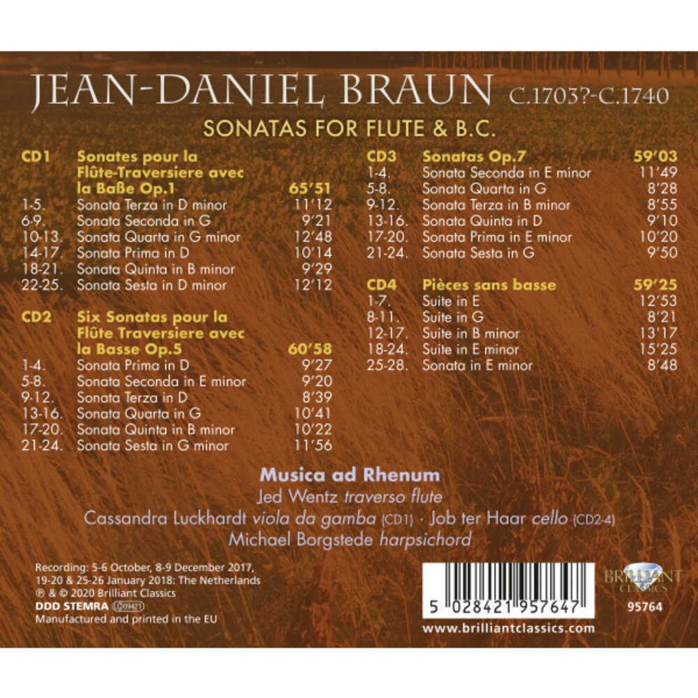 Brilliant Classics J. D. BRAUN: SONATAS FOR TRAVERSO FLUTE & B.C.