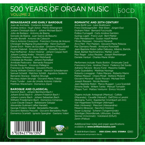 Brilliant Classics 500 YEARS OF ORGAN MUSIC VOL. 2
