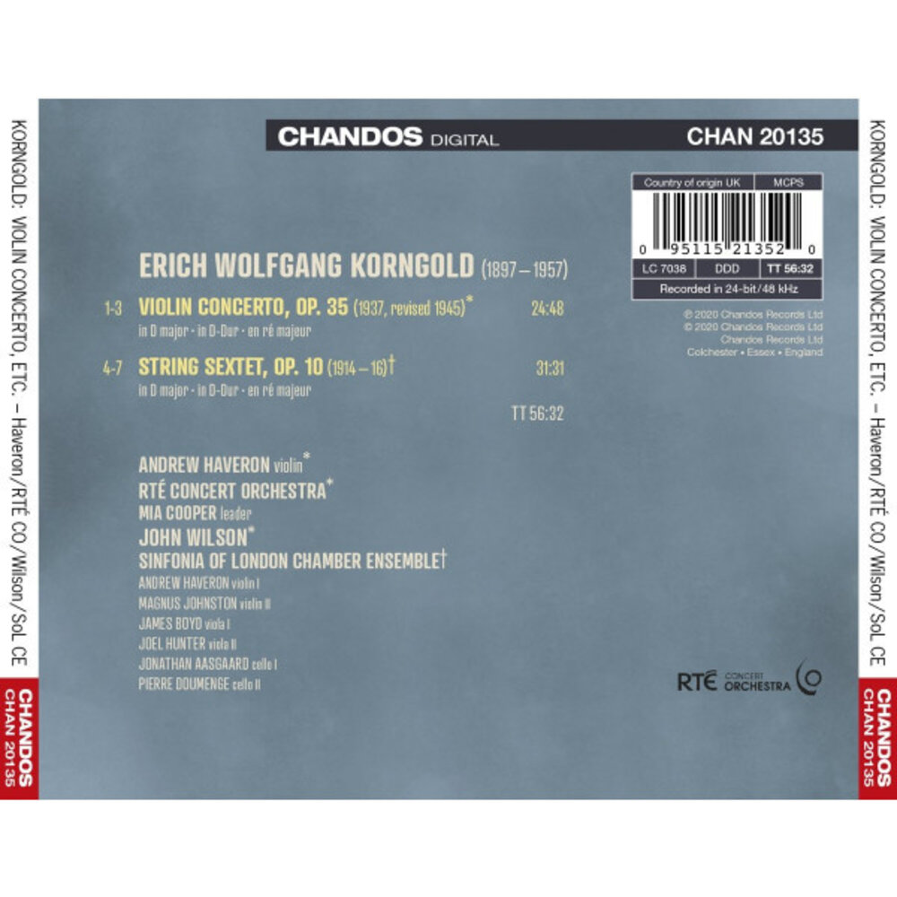 Harmonia A - F Chandos KORNGOLD VIOLIN CONCERT STRING SEXT