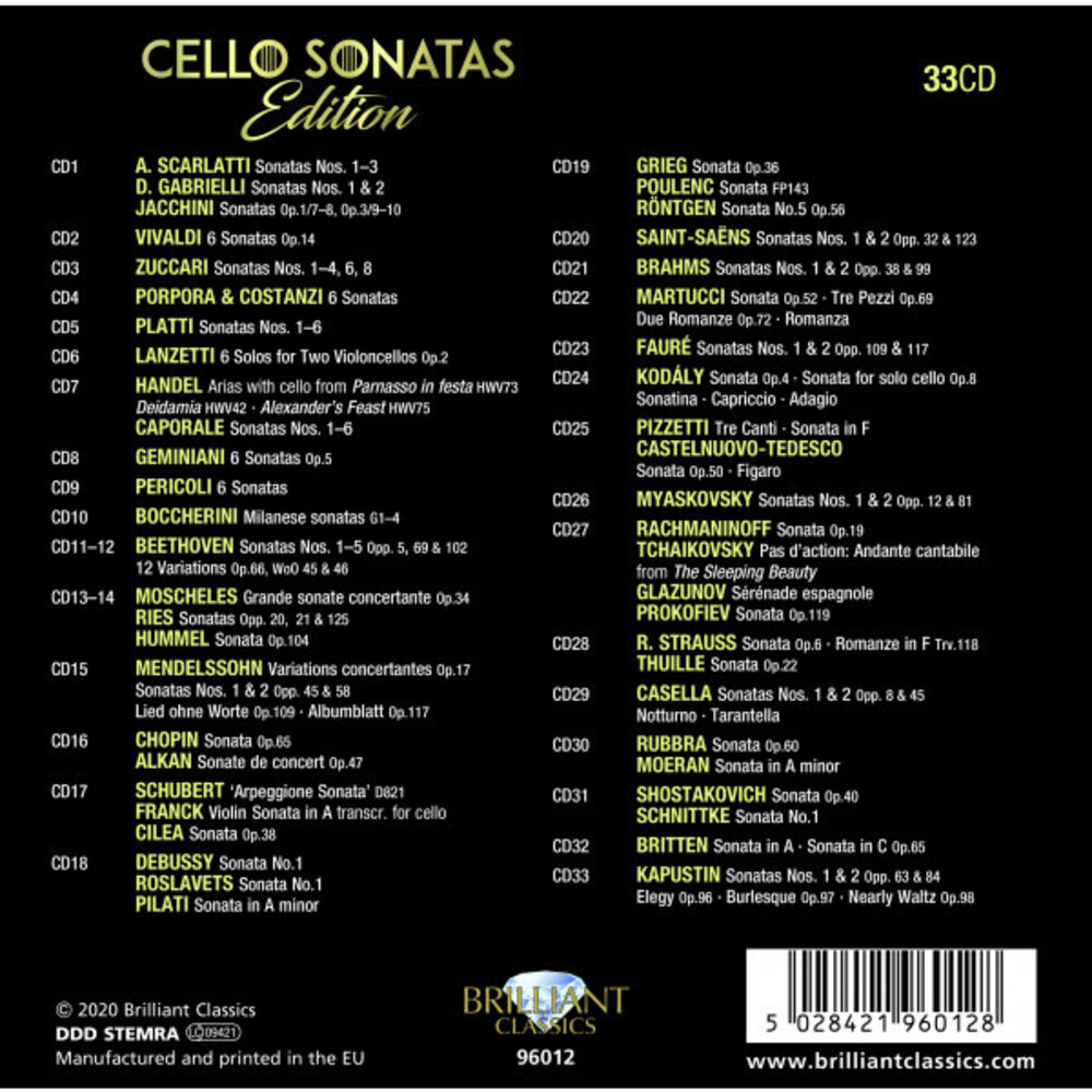 Brilliant Classics CELLO SONATAS EDITION (33CD)