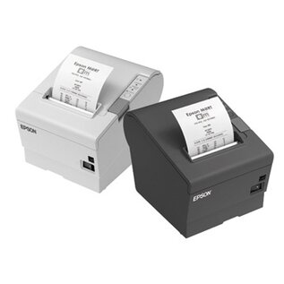 Epson bonprinter , direct thermisch, 7 dots/mm (180 dpi), mediabreedte (max): 58mm, 80 mm, printbreedte (max.): 72mm, 300 mm/sec., USB, parallel, ESC/POS, incl.: voeding, netsnoer (EU), kabel afdekking, papier breedte adapter, switch cover, licht grijs