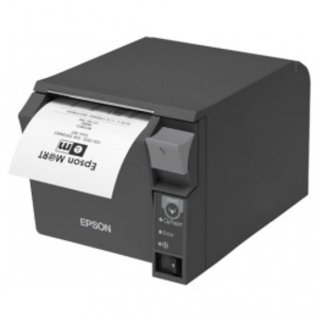 Epson bonprinter , direct thermisch, 7 dots/mm (180 dpi), mediabreedte (max): 80 mm, diameter rol (max.): 83mm, snelheid(max): 250 mm/sec., USB, WLAN, ESC/POS, incl.: voeding, netsnoer (EU), apart bestellen, interface kabel, kleur: donkergrijs