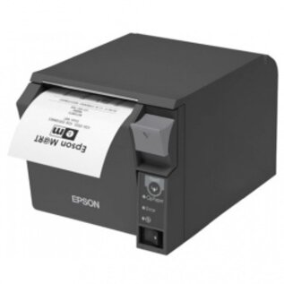 Epson bonprinter , direct thermisch, 7 dots/mm (180 dpi), mediabreedte (max): 80 mm, diameter rol (max.): 83mm, snelheid(max): 250 mm/sec., USB, RS232, ESC/POS, incl.: voeding, netsnoer (EU), apart bestellen, interface kabel, kleur: zwart