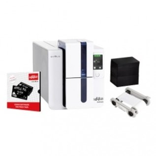 EVOLIS kaartprinter , dubbelzijdig kaart printen, thermal transfer, resolutie: 12 dots/mm (300 dpi), USB, Ethernet, incl.: kabel (USB), voeding, netsnoer, design software , 200 kaarten, lint