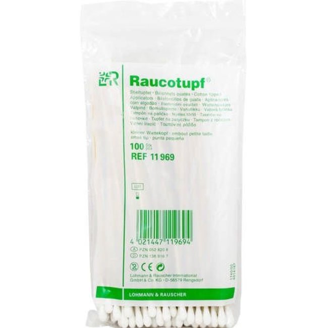 Raucotupf wattenstaafjes 15cm kleine tip hout (100 stuks)