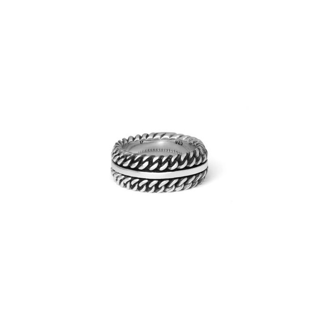 Buddha to Buddha Chain Texture Ring Silver