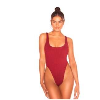 L.A Sisters CRINKLE LOW BACK SWIMSUIT BURGUNDY