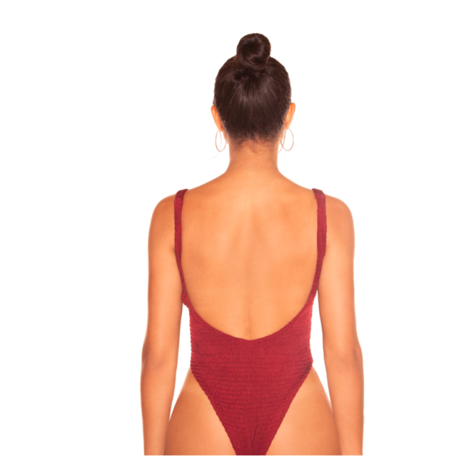 L.A Sisters CRINKLE LOW BACK SWIMSUIT BURGUNDY