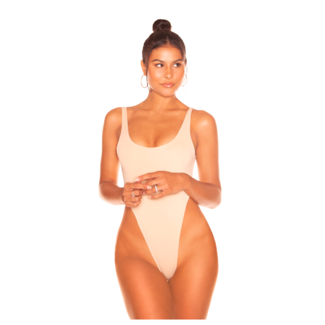 L.A Sisters LOW CUT BASIC SWIMSUIT CREAM