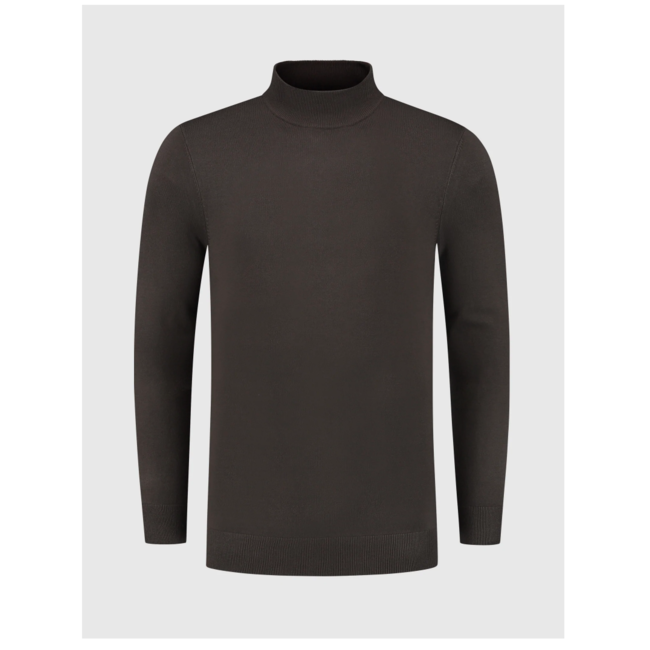 Pure White ESSENTIAL KNIT MOCKNECK BROWN