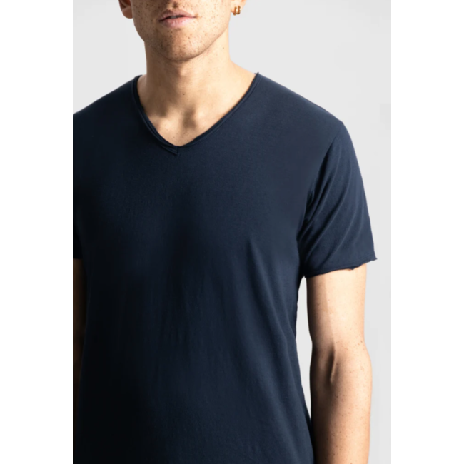 Dstrezzed STEWART V-NECK S/S SLUB JERSEY DARK NAVY