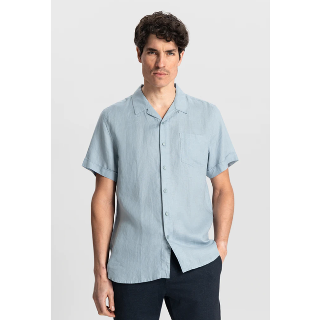 Dstrezzed RESORT SHIRT LINEN MEDIUM BLUE