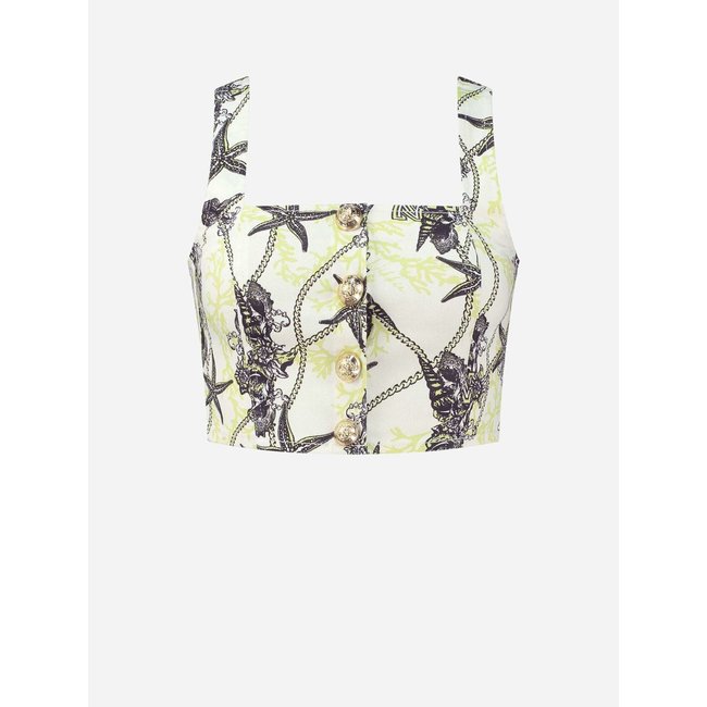 Nikkie CHELSEA PRINTED TOP STAR WHITE / LIME YELLOW