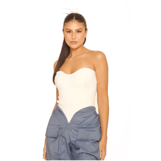 L.A Sisters KNITTED BANDEAU TOP OFF-WHITE