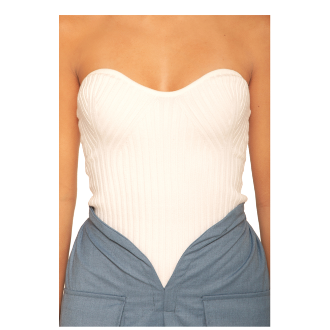 L.A Sisters KNITTED BANDEAU TOP OFF-WHITE