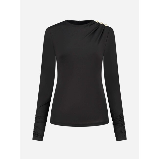 DRAPE SHOULDER TOP BLACK