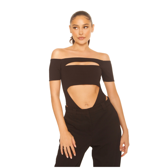 L.A Sisters BANDEAU CUT OUT BODYSUIT BLACK