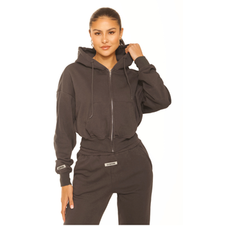 L.A Sisters ESSENTIAL CROPPED HOODIE DARK GREY