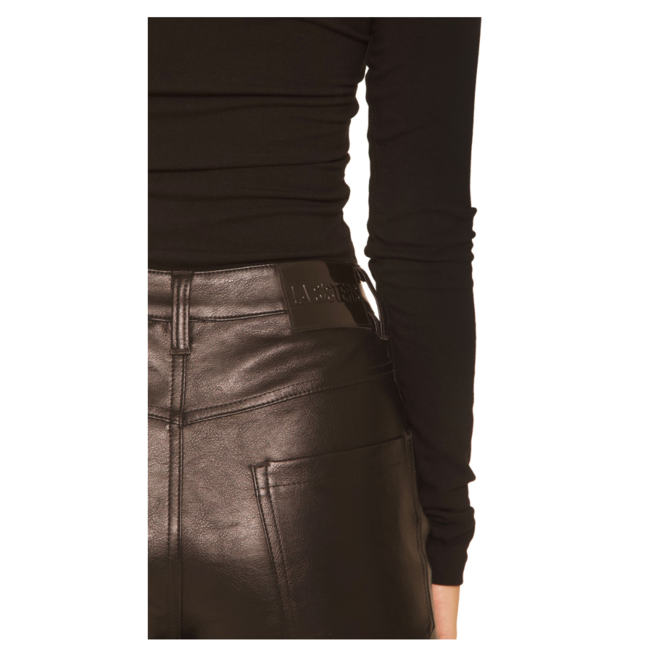 L.A Sisters LEATHER FLAIR PANTS BLACK