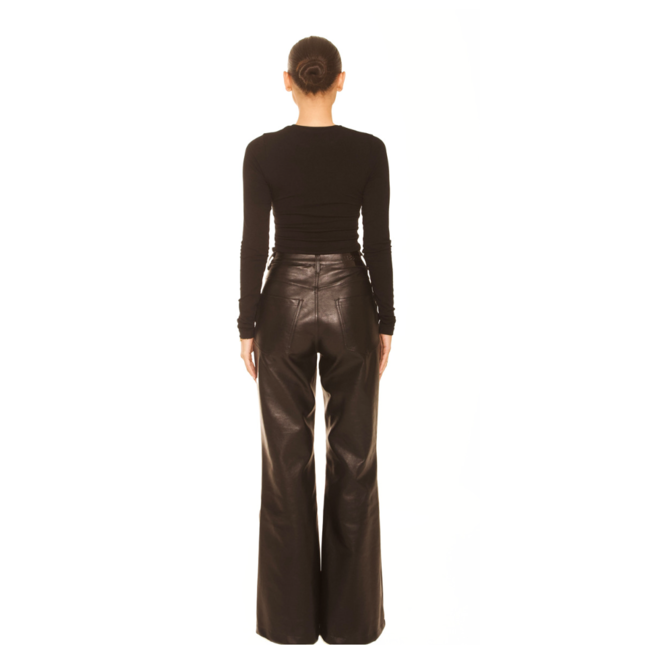 L.A Sisters LEATHER FLAIR PANTS BLACK