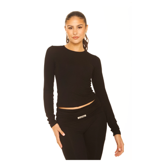 L.A Sisters LONG SLEEVE LOUNGE TOP BLACK